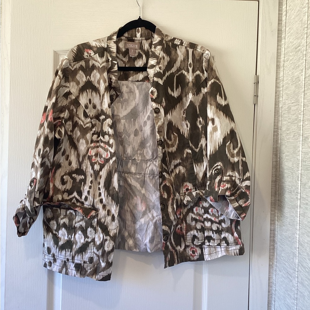 Chico's Abstract Open-Front Jacket size 3 (XL) EUC